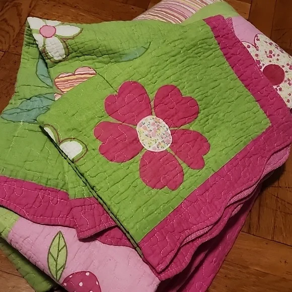 [Item 55] 100% quilt with sham Queen size reversible- girls